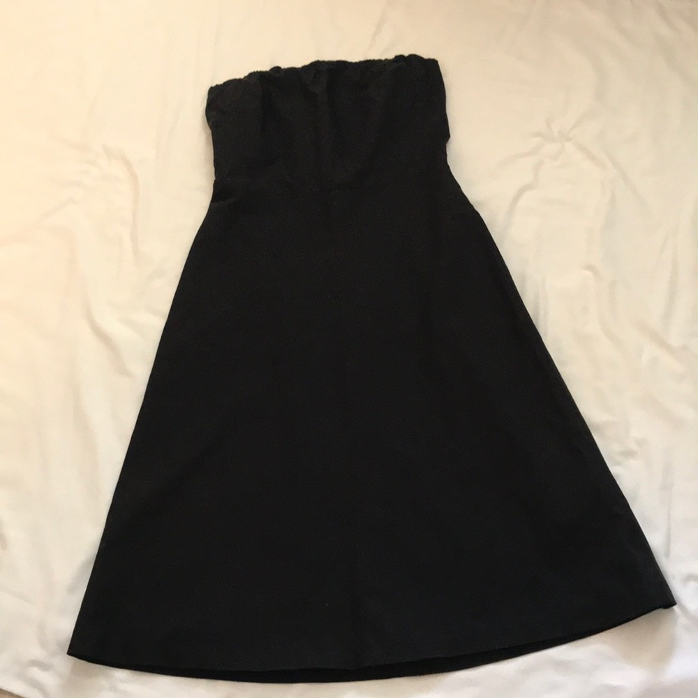 Strapless black summer dress